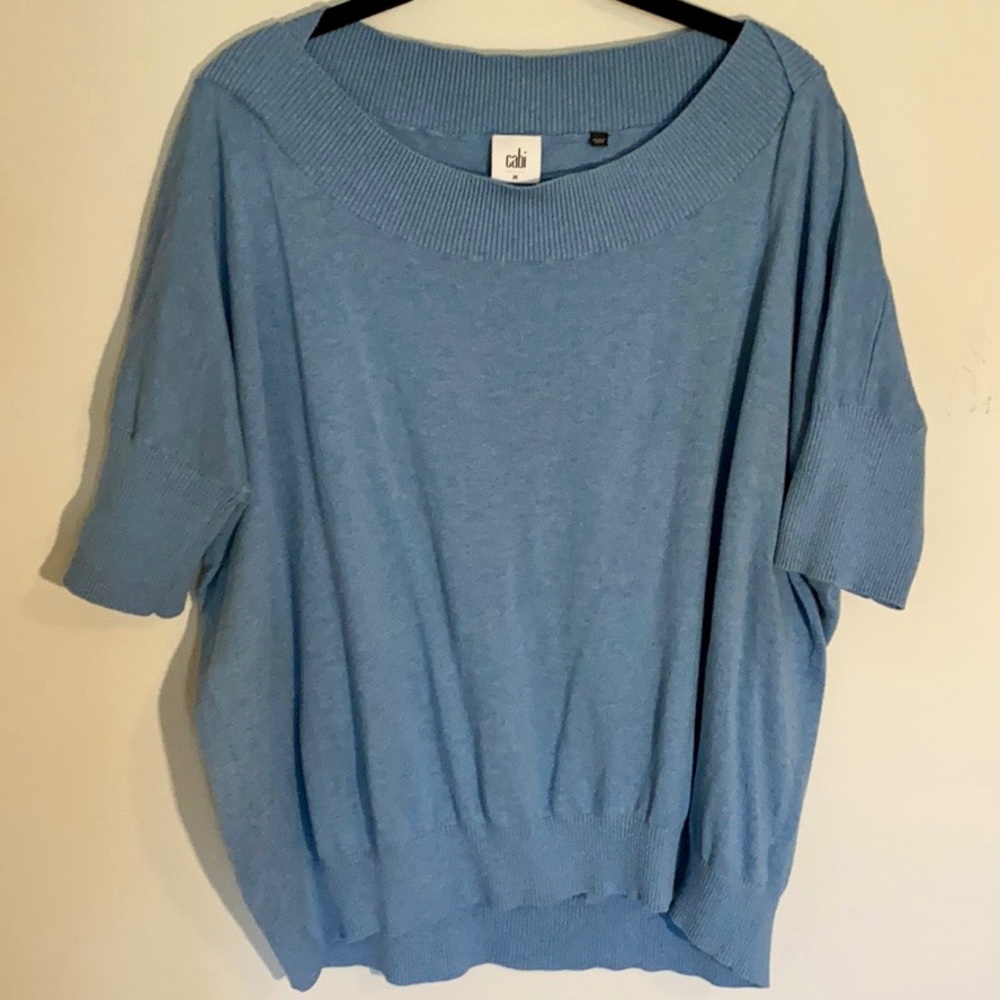 CAbi 5007 Lounge Sweater Blue 1/2 Sleeve Sz M
